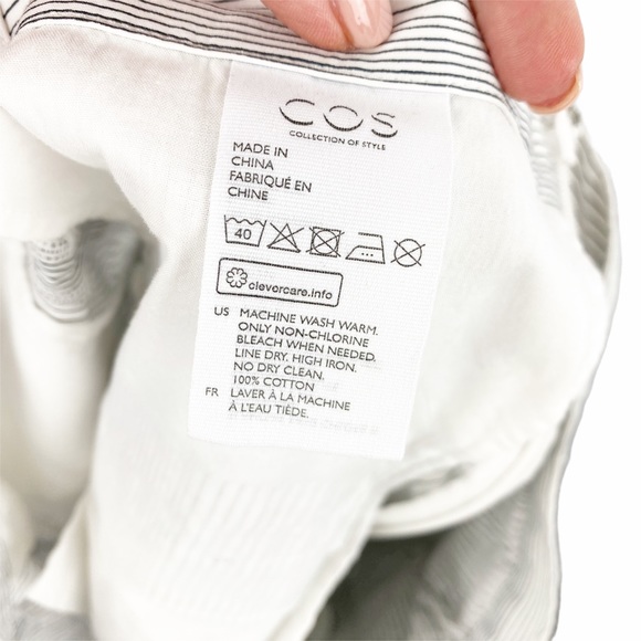 COS Striped Pleated High Rise Gaucho Shorts Preppy Academia Size 4 - Picture 8 of 10